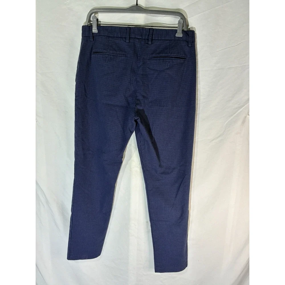 Banana Republic Men's 32x32 Slim Tapered Fit Blue Check Pattern Stretch Fit